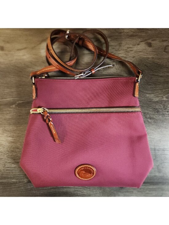 Dooney & Bourke Handbags - Dooney & Bourke Bordeaux Nylon Cross Body Red Interior Leather Strap & Trim NWOT